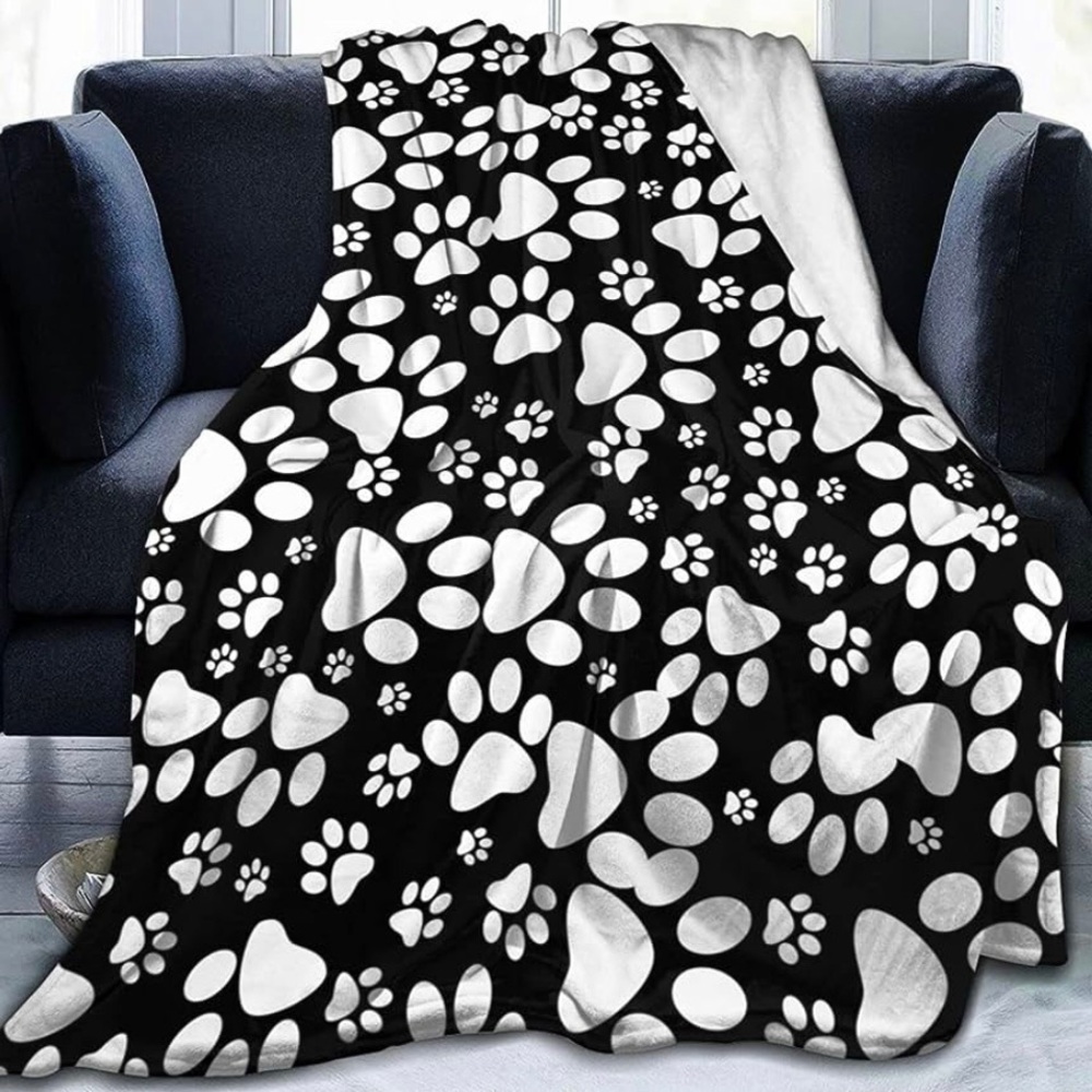 Plush Paw Print Fleece Throw